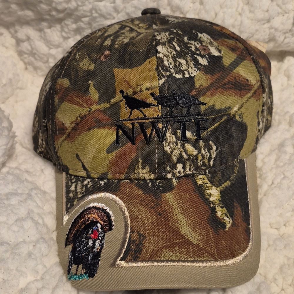 NWTF Turkey Embroidered Mossy Oak Camo Hat - New